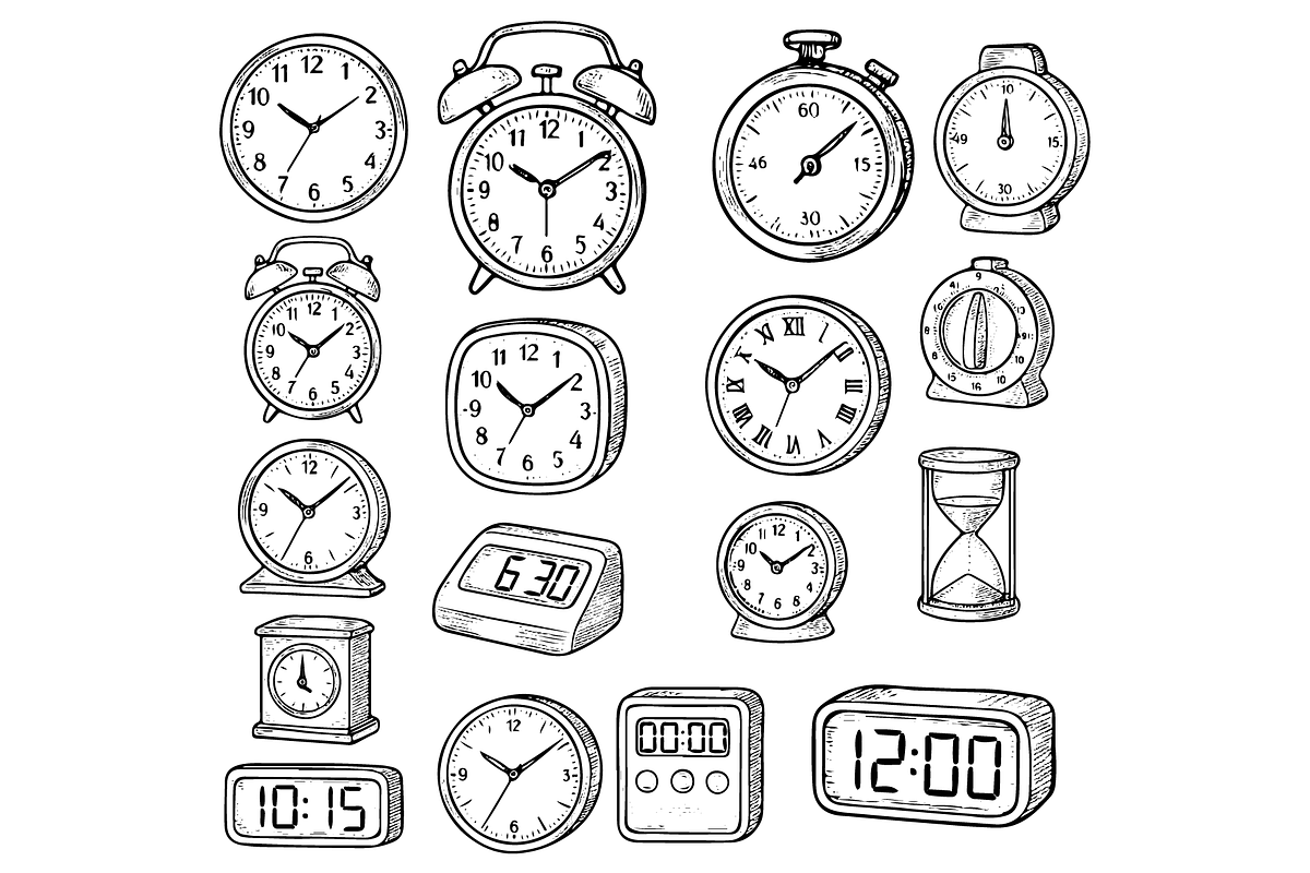 Classic and Modern Clock Styles, an Object Graphic by nikagraphic