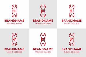 MH HM MK KM MU UM Wrench Logo, a Branding & Logo Template by Pray Art Design Studio