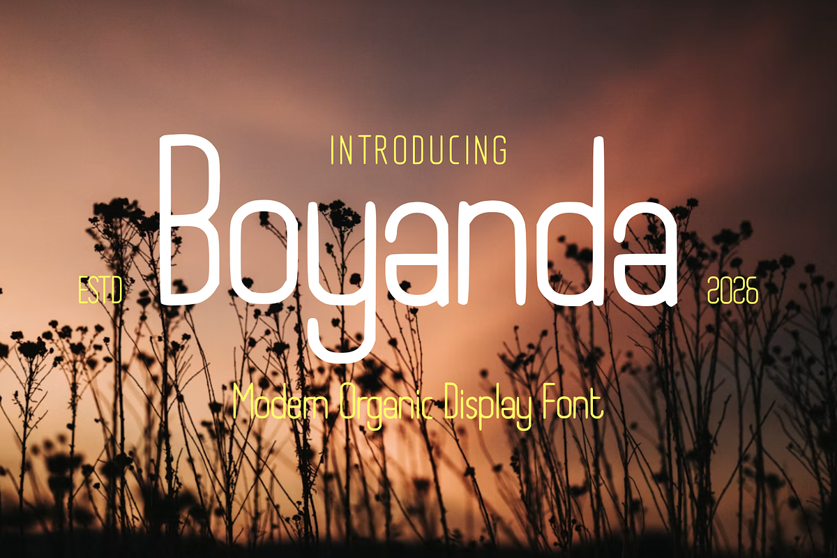 Boyanda - Modern Organic Display, a Sans Serif Font by idealistudio (Photo 1 of 7)