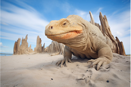 lone komodo dragon on sandy mound, an Animal Photo by Sergey Kotenev