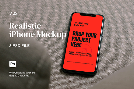 Realistic iPhone Mockup v.02, an iPhone Mockup by Surotype