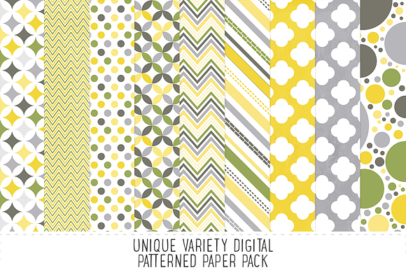 Yellow Grey Pattern Paper Pack