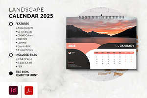 Landscape Calendar 2025 Template