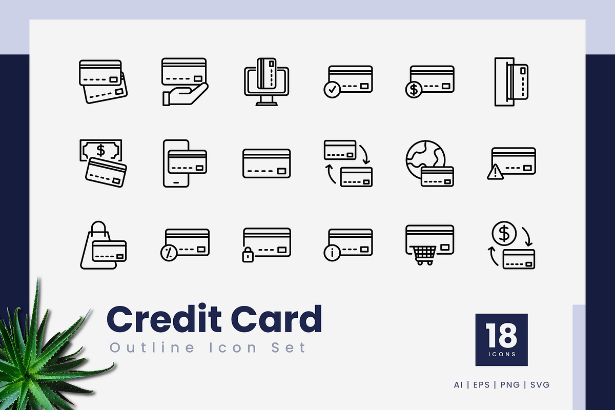 Credit Card Outline Icons, an Outline Icon by Zeer Graphic