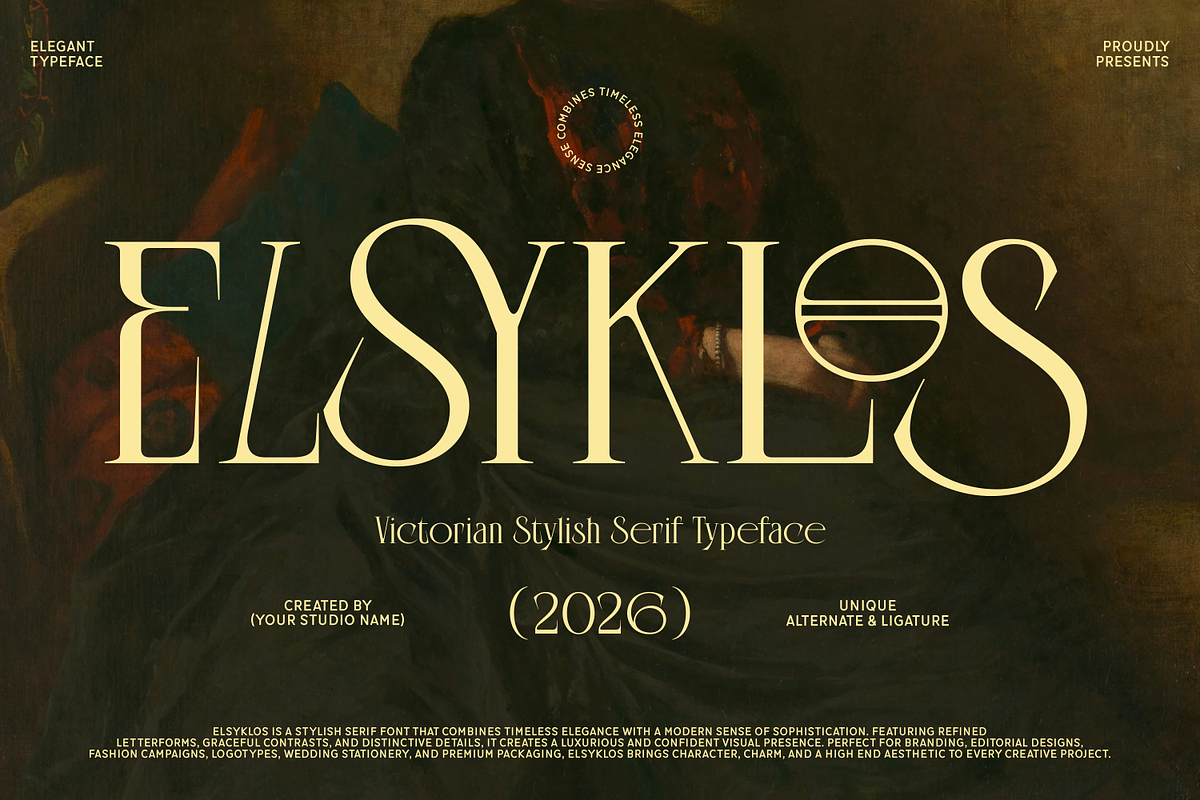 Elsyklos – Victorian Display Serif, a Serif Font by BumbleGraph Studio (Photo 1 of 6)
