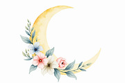 Floral Crescent Moon Watercolor Clip, a Graphic by Gaye Art (Thumbnail 8 of 17)