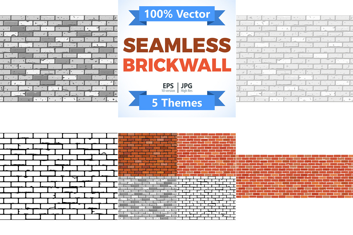 Set Seamless Brick Wall Textures, a Decorative Illustration by TAlex (Photo 1 of 6)
