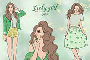 Saint Patrick's Day Girls Clipart, a Person Illustration by GlamArtZhanna (Thumbnail 1 of 4)