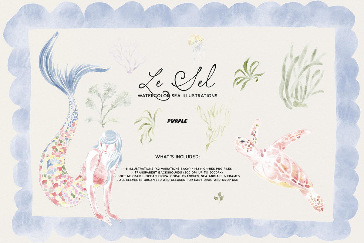 Le Sel: Watercolor Sea Illustrations, a Decorative Illustration by Purple (Photo 6 of 12)