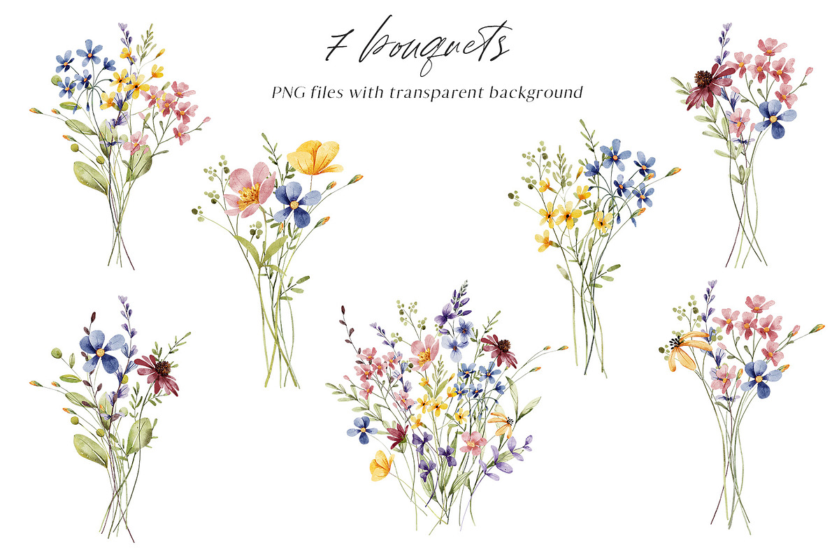 Floral watercolor set, wildflowers., a Decorative Illustration by Larisa Maslova (Photo 3 of 12)