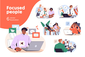 People focused, concentrated at work, a Person Illustration by PaperTrident