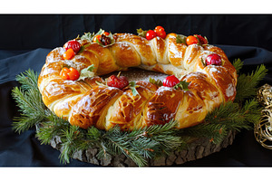 Festive Roscón de Reyes Pastry, a Person Photo by piter.goskov