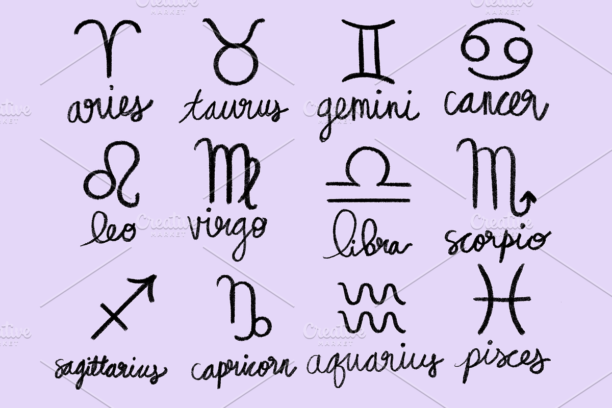 Pencil Drawn Zodiac Sign Icons, a Decorative Illustration by Scribble Society (Photo 4 of 4)