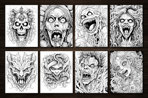 Horror Scary Vibes Coloring Pages