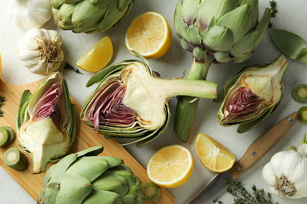 Concept of healthy food with artichoke plant, a Food & Drink Photo by AtlasStudio