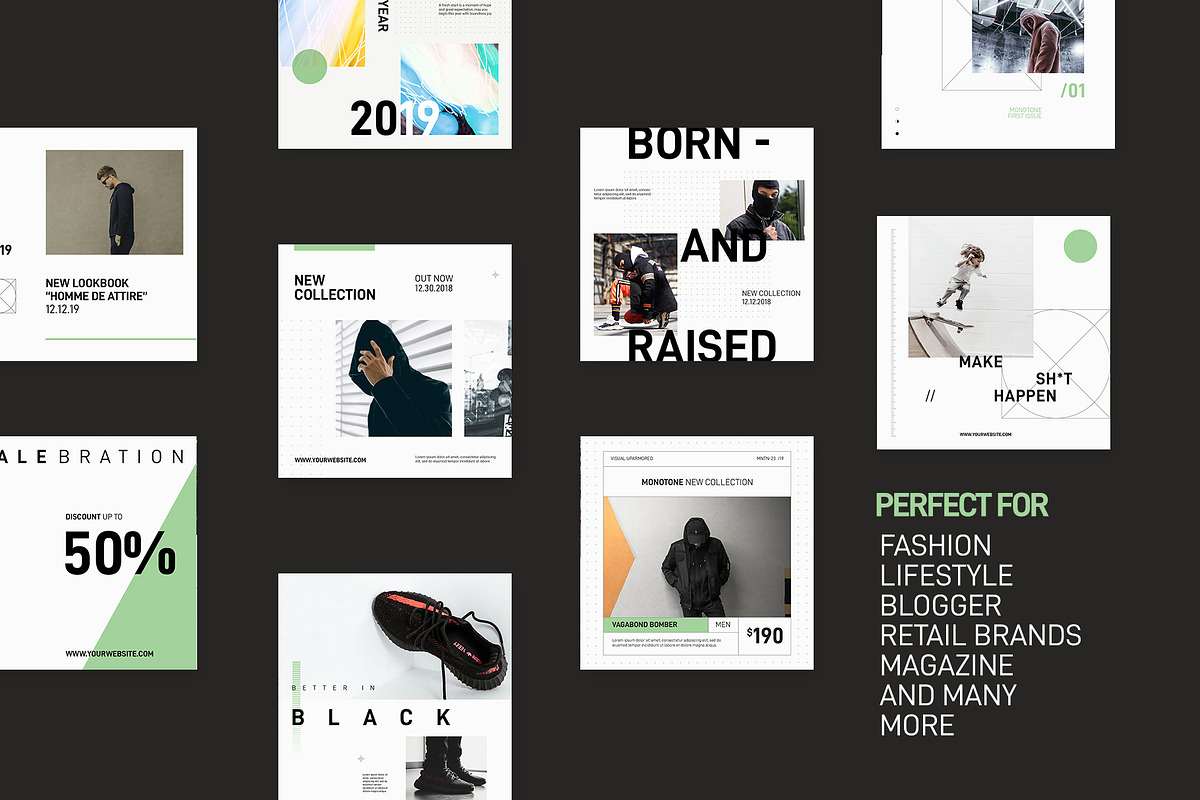 Monotone Streetwear Instagram Bundle, a Social Media Template by muhisya (Photo 4 of 9)