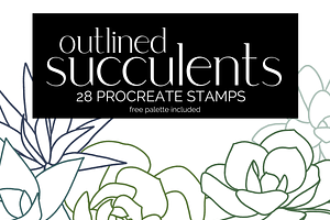 Succulent Outline Stamp Brushes