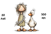 Whimsical Floral Girl and Duck, an Animal Illustration by GiraffeCreative (Thumbnail 15 of 20)