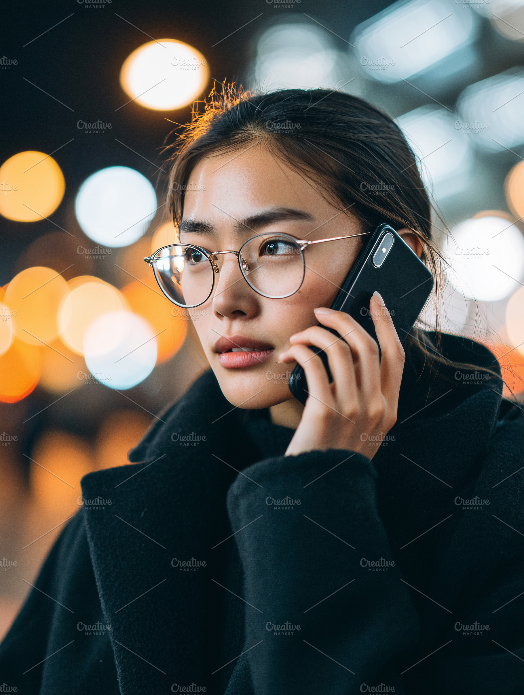 Young asian woman in glasses talking, a Person Photo by MistyDay