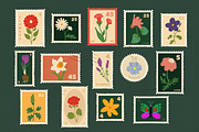 Vintage Postage Stamp Graphics, a Decorative Illustration by Anna Studio (Thumbnail 10 of 12)