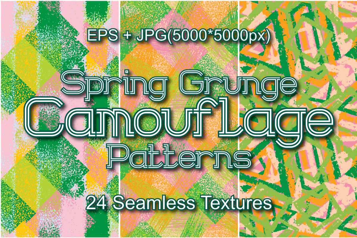 24 Spring Grunge Camo Patterns, a Pattern Graphic by Guten Tag Vector