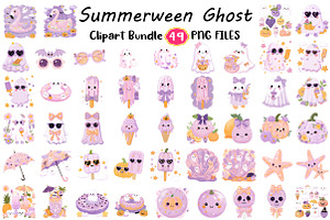 Summerween Ghost Clipart Bundle, an Illustration by Digital Artistic99