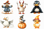 Watercolor Halloween Ducks Clipart, an Illustration by Craft Nest (Thumbnail 3 of 6)