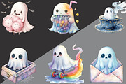 Cute Holographic Halloween Ghost, an Illustration by Black Bird Studio (Thumbnail 2 of 6)