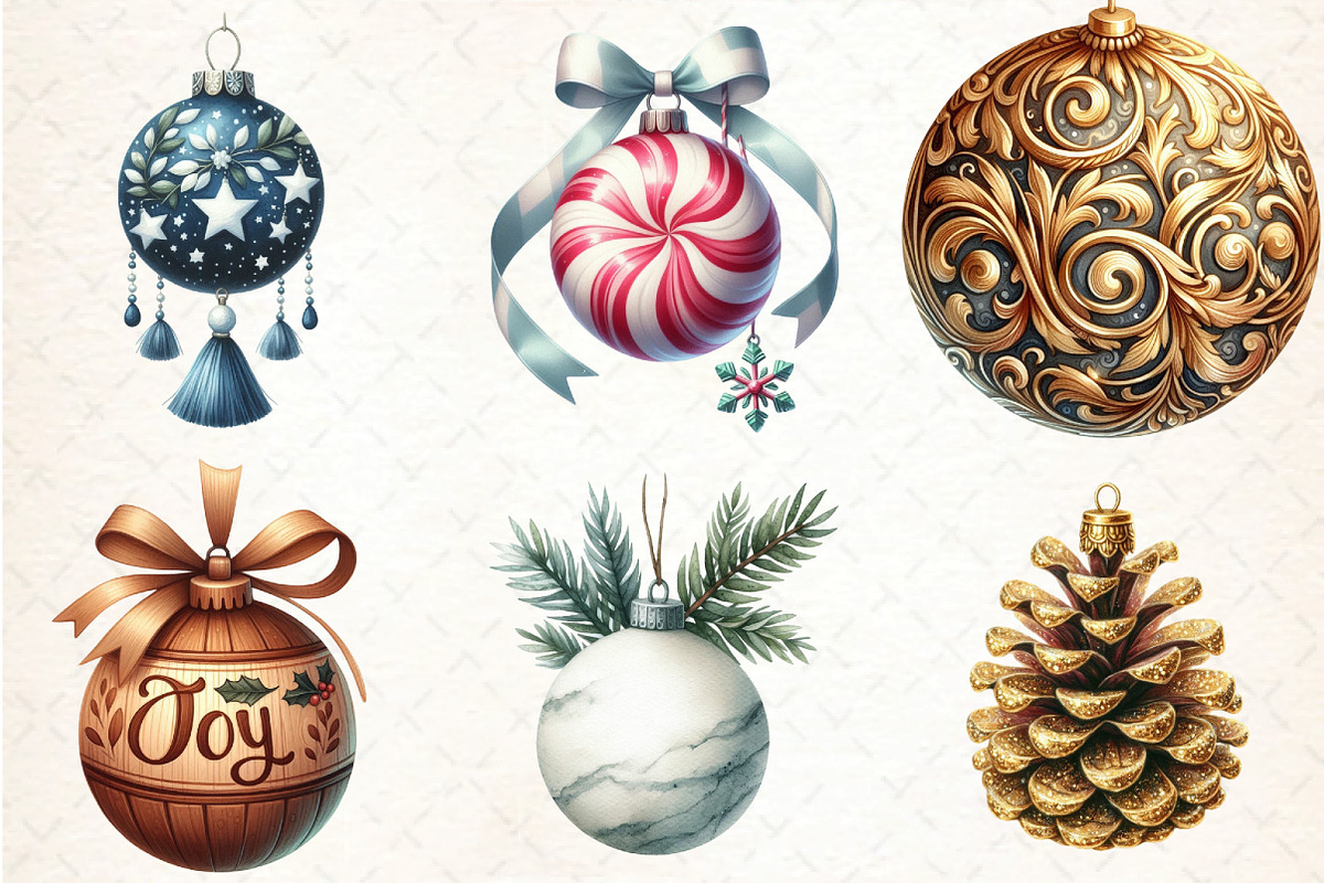 Christmas ,Ornament Clipart, an Illustration by DreamCafeArt (Photo 3 of 7)