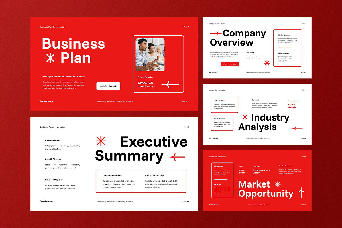 Red White Business Plan Google Slide, a Presentation Template by Aiyari Graphic (Photo 2 of 5)