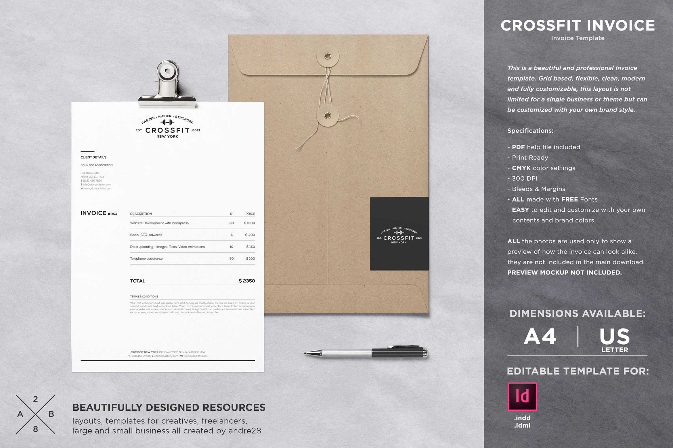 Crossfit Invoice Template, a Stationery Template by Andre28