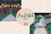 Night Forest Clipart | Forest Witch, a Decorative Illustration by GlamArtZhanna (Thumbnail 1 of 3)
