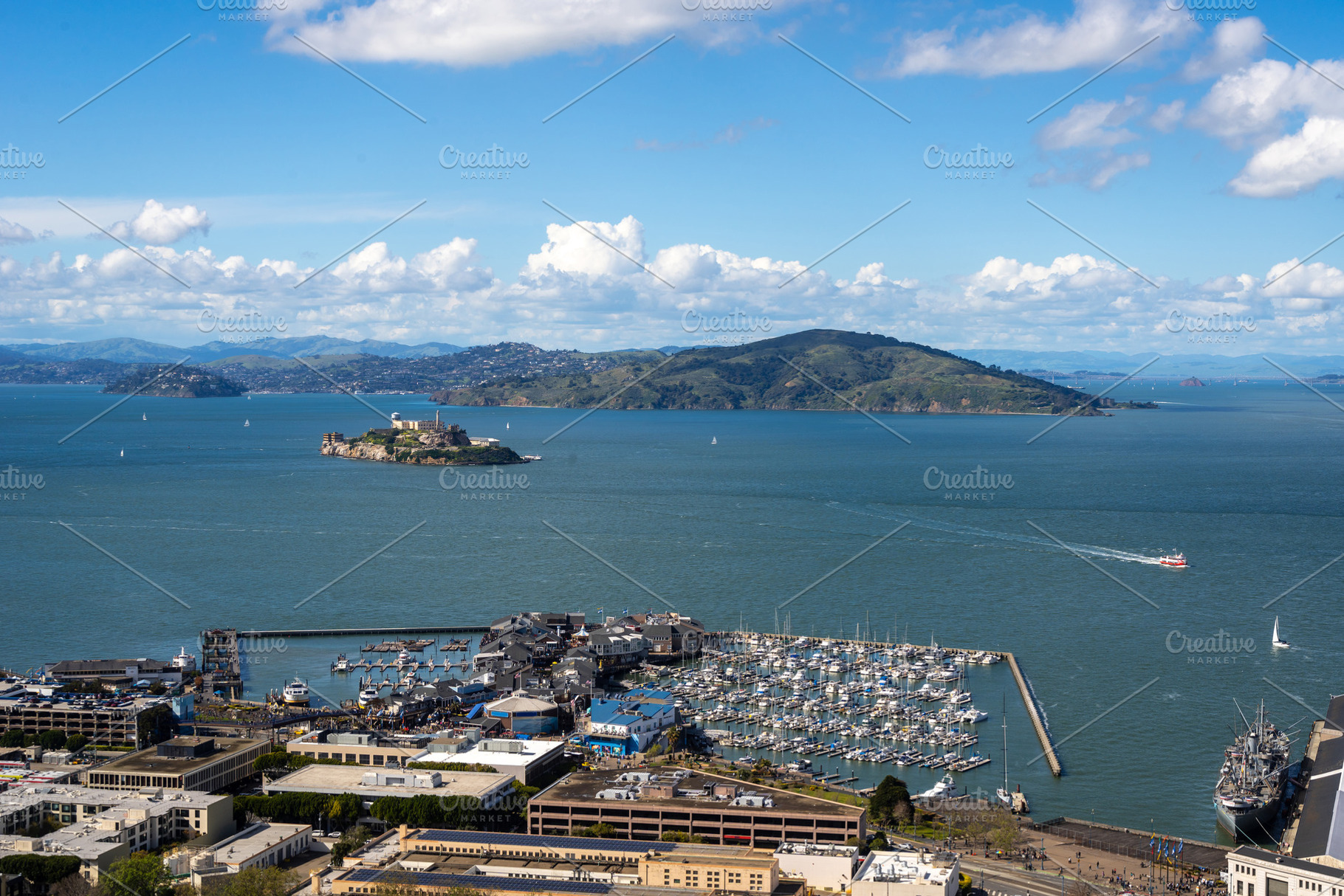 Scenic view of San Francisco Bay and Alcatraz Island, USA, an Architecture Photo by GoodGoods