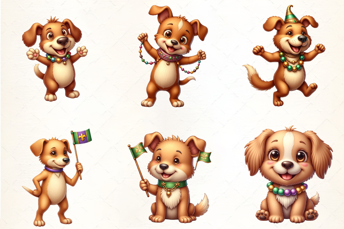 Cute Dog Mardi Gras Sublimation Clip, an Illustration by CrexoraLab (Photo 1 of 5)