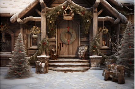 Welcoming Rustic christmas entrance, a Holiday Photo by Ylivdesign