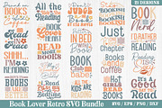 Book Lover Retro SVG Bundle ,Book, a Graphic by akazaddesign (Thumbnail 2 of 13)