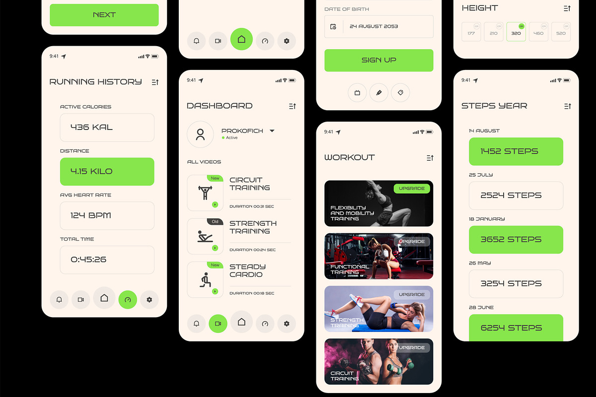 Gym Fitness Mobile Application, an UI Kit Template by CreativeShaper (Photo 3 of 6)