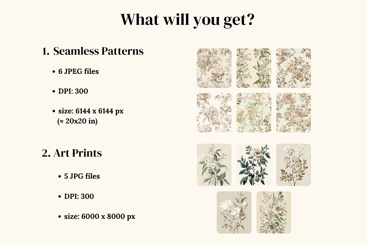 Antique Botanical Patterns & Prints, a Pattern Graphic by Ninterints (Photo 5 of 13)