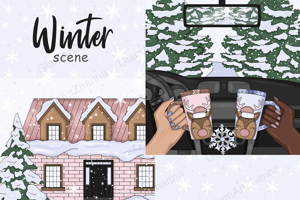 Winter Scene, a Seasonal Illustration by GlamArtZhanna (Photo 2 of 3)