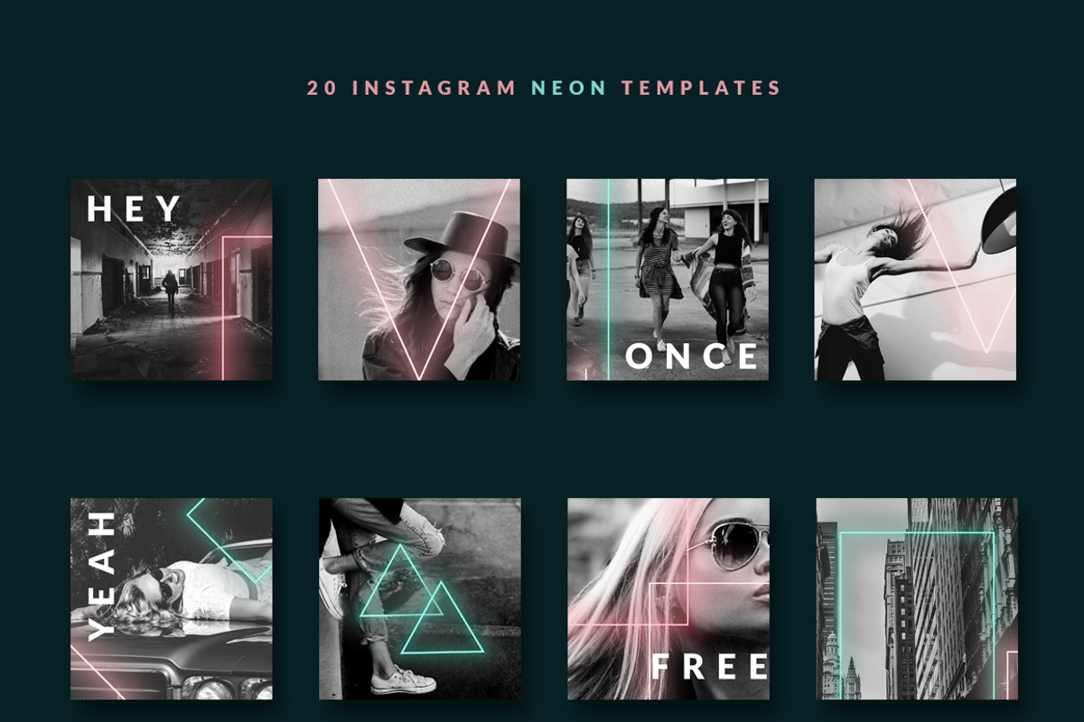 Instagram post templates - Neon 90s, a Social Media Template by CreativeFolks (Photo 2 of 8)