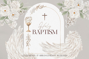 Watercolor Clipart - Holy BAPTISM, a Decorative Illustration by Beigetime