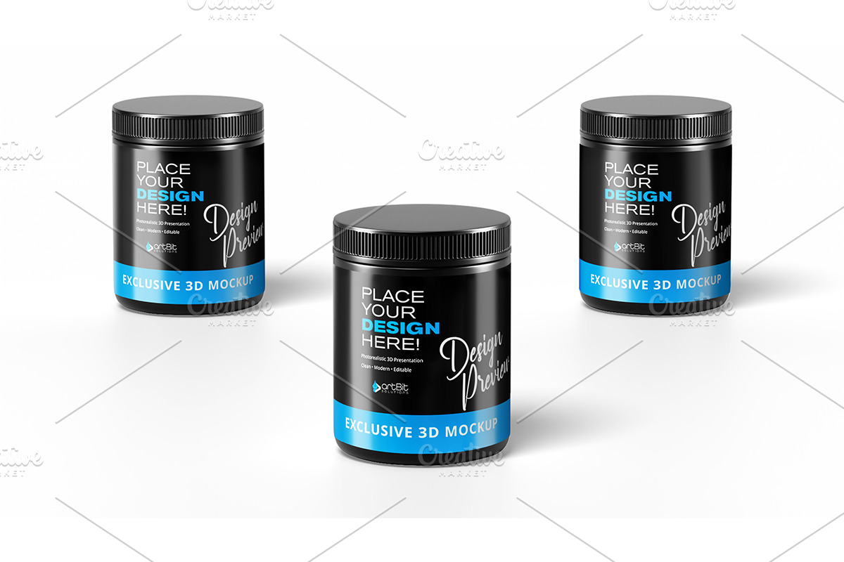 Plastic Jar with Screw Cap Mockup, a Packaging Mockup by artBit Design Studio (Photo 10 of 10)