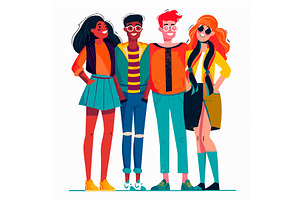 Four diverse young adults smiling, a Person Illustration by Vectorstockersland