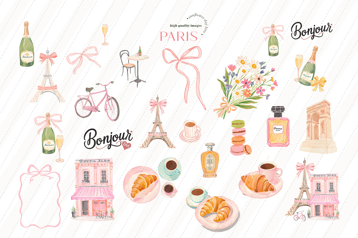 Whimsical Cute Paris Eiffel Clipart, an Illustration by Sunflower Day Love (Photo 2 of 5)