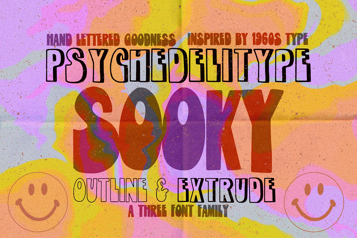 Psychedelitype Sooky - 3 font family, a Sans Serif Font by Dear Darling Design (Photo 8 of 8)