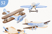 Watercolor Air Transport Clipart, a Transportation Illustration by TitaLivingArt (Thumbnail 2 of 10)