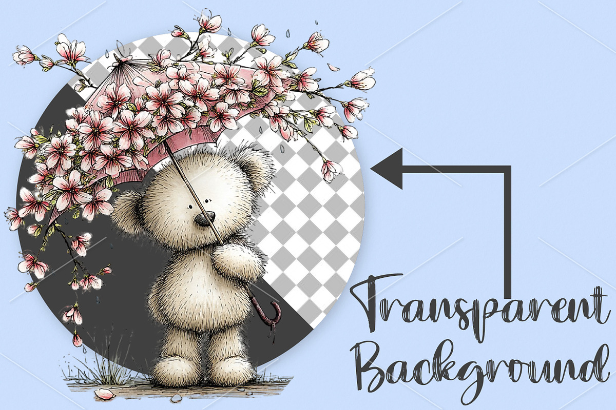 Whimsical Spring Bear Clipart Bundle, an Illustration by Canvas Craft (Photo 2 of 7)