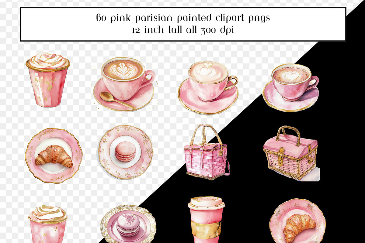 60 Pink Parisian Coffee Shop Clipart, a Graphic by AllTheKewtClipart (Photo 6 of 6)