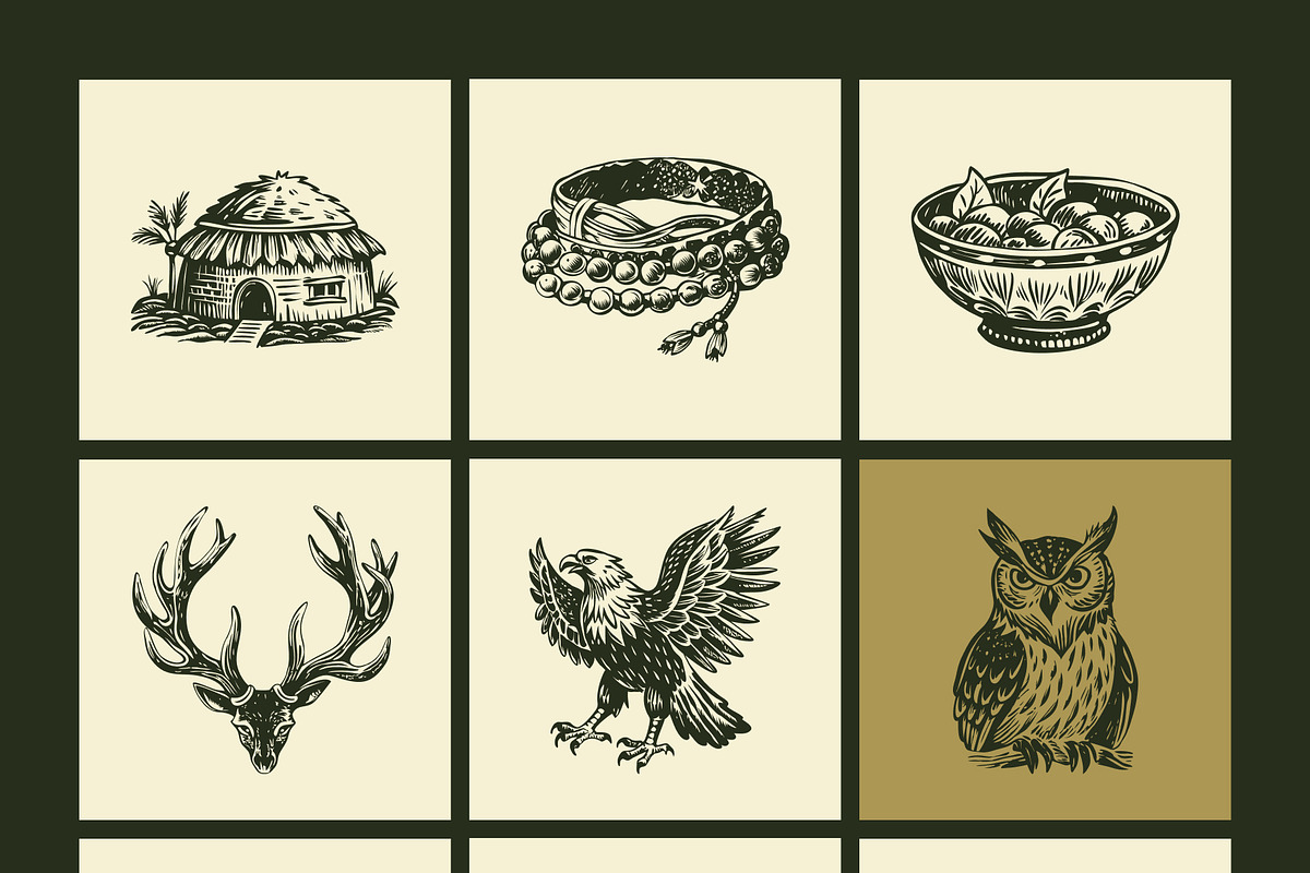 Native American Art Icon Set, a Person Illustration by Creative Stall (Photo 9 of 9)