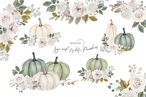 Sage And White Pumpkin Clipart